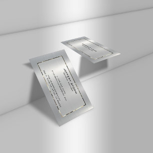 Gepersonaliseerde Slick Zilver Grijs Metallic Text Visitekaartje
