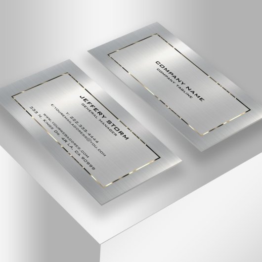 Gepersonaliseerde Slick Zilver Grijs Metallic Text Visitekaartje