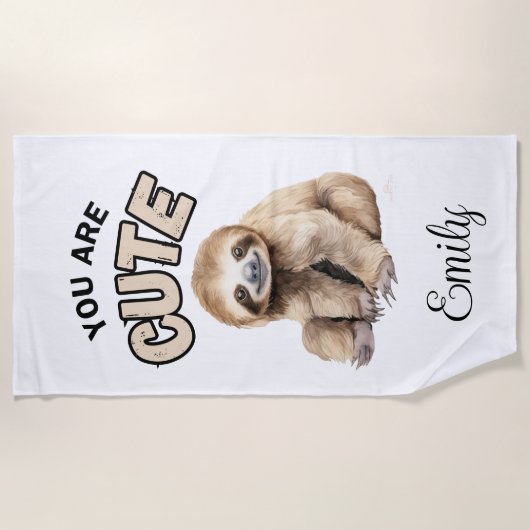 GEPERSONALISEERDE SLOTH BEACH HANDDOEK (Voorkant)