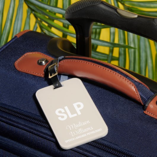 Gepersonaliseerde SLP Spraak Taal Patholoog Gift Bagagelabel (Voorkant Insitu 1)