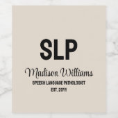 Gepersonaliseerde SLP Spraak Taal Patholoog Gift Wijn Etiket (Enkel label)