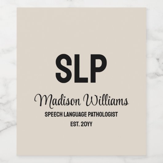 Gepersonaliseerde SLP Spraak Taal Patholoog Gift Wijn Etiket (Enkel label)