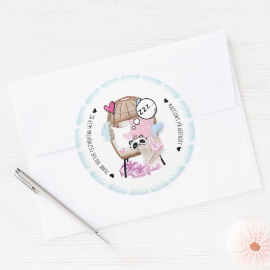 Gepersonaliseerde Slumber Party Birthday Ronde Sticker (Envelop)