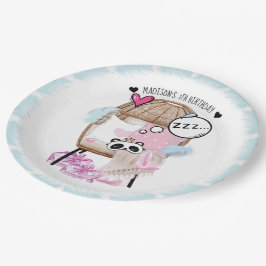 Gepersonaliseerde Slumber Party Meisje Verjaardag Papieren Bordje