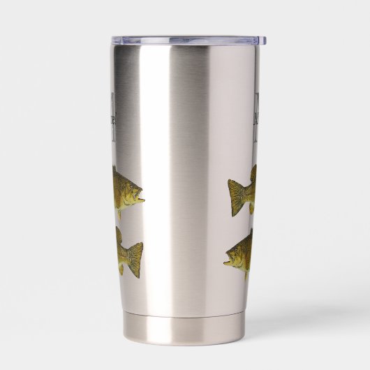 Gepersonaliseerde Smallmouth Bass Monogram Vis Geïsoleerde Drinkbeker (Links)