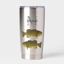 Gepersonaliseerde Smallmouth Bass Monogram Vis Geïsoleerde Drinkbeker