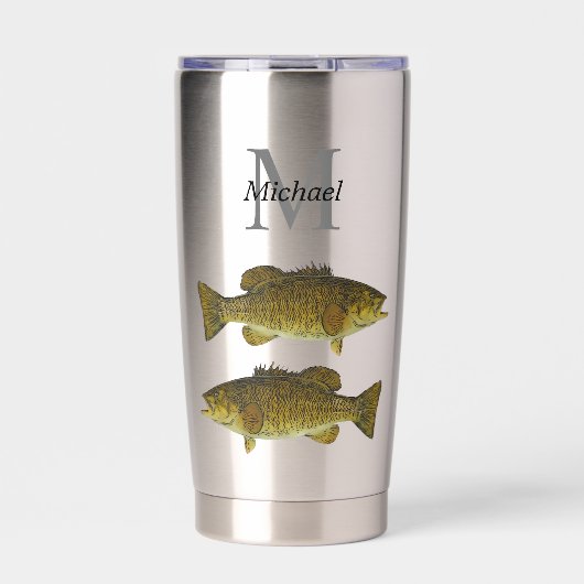 Gepersonaliseerde Smallmouth Bass Monogram Vis Geïsoleerde Drinkbeker (Voorkant)