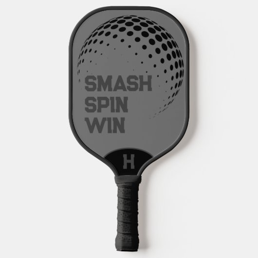 Gepersonaliseerde Smash, Spin, Win Grijs Pickleball Paddle (Achterkant)