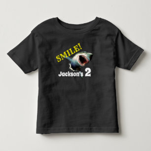 Gepersonaliseerde "Smile" Shark Birthday Kinder Shirts