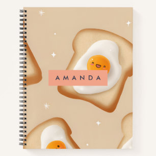 Gepersonaliseerde Smiley Toast en Egg Pattern Notitieboek