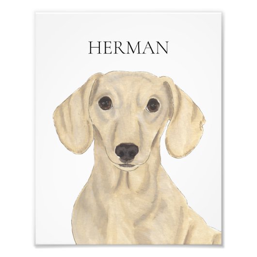 Gepersonaliseerde Smooth Cream Dachshund Art Foto Afdruk (Voorkant)