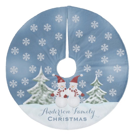 Gepersonaliseerde sneeuwboomrok fleece kerstboom rok (Voorkant)