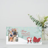 Gepersonaliseerde sneeuwende Santa sleigh fotokaar Feestdagenkaart (Staand voorkant)