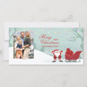 Gepersonaliseerde sneeuwende Santa sleigh fotokaar Feestdagenkaart (Voorkant)