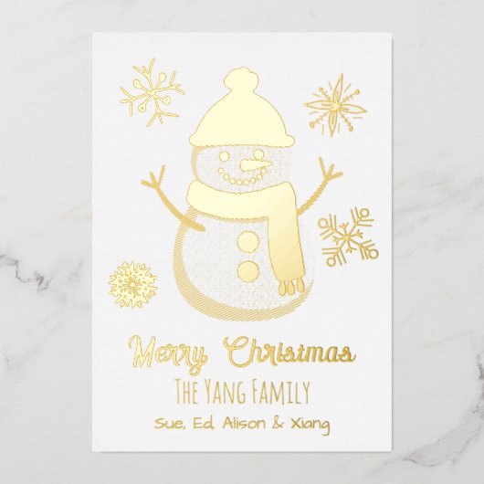 gepersonaliseerde sneeuwman en foto folie feestdagenkaart (Voorkant)