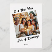 gepersonaliseerde sneeuwman en foto folie feestdagenkaart (Achterkant)