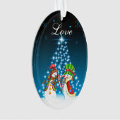 Gepersonaliseerde Sneeuwman en Sneeuwvrouw paar li Ornament (voorkant)