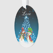 Gepersonaliseerde Sneeuwman en Sneeuwvrouw paar li Ornament (voorkant)