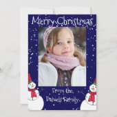 Gepersonaliseerde Sneeuwman Foto Kerstmis Kaart (Voorkant)