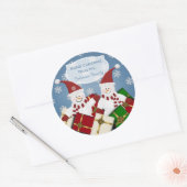 Gepersonaliseerde sneeuwman Kerst stickers blauw (Envelop)