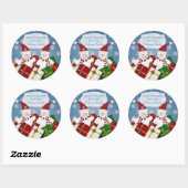 Gepersonaliseerde sneeuwman Kerst stickers blauw (Vel)