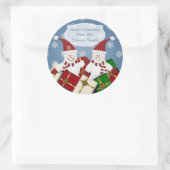Gepersonaliseerde sneeuwman Kerst stickers blauw (Tas)