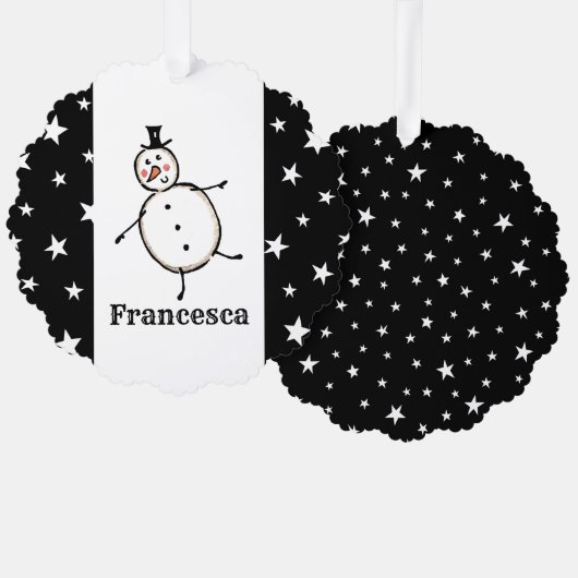 Gepersonaliseerde Sneeuwman Kerstmis Ornament Kaart (Voorkant / Achterkant)