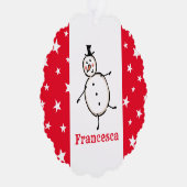 Gepersonaliseerde Sneeuwman Kerstmis Ornament Kaart (Rechts)