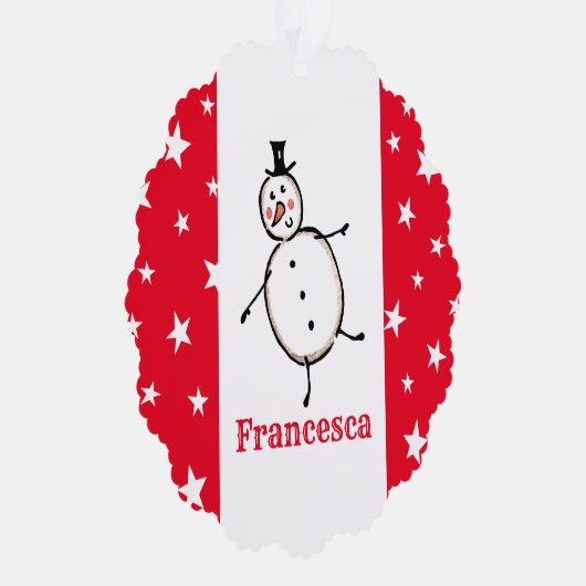 Gepersonaliseerde Sneeuwman Kerstmis Ornament Kaart (Rechts)