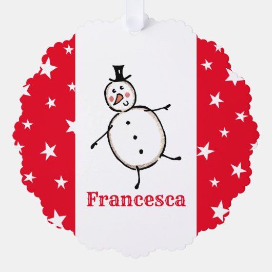 Gepersonaliseerde Sneeuwman Kerstmis Ornament Kaart (Voorkant)