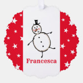Gepersonaliseerde Sneeuwman Kerstmis Ornament Kaart (Voorkant)