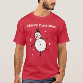Gepersonaliseerde Sneeuwman Kerstmis T-shirt (Voorkant)