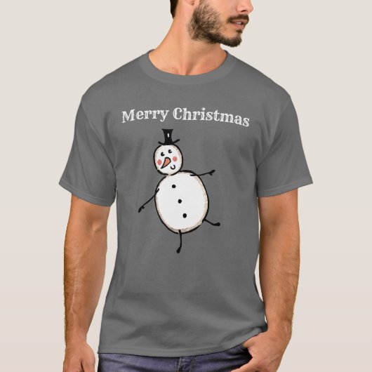 Gepersonaliseerde Sneeuwman Kerstmis T-shirt (Voorkant)