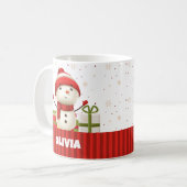 Gepersonaliseerde Sneeuwman Schattige en kleurrijk Koffiemok (Voorkant links)