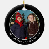 Gepersonaliseerde Sneeuwman Sneeuw Wereldbol Foto Keramisch Ornament (Achterkant)