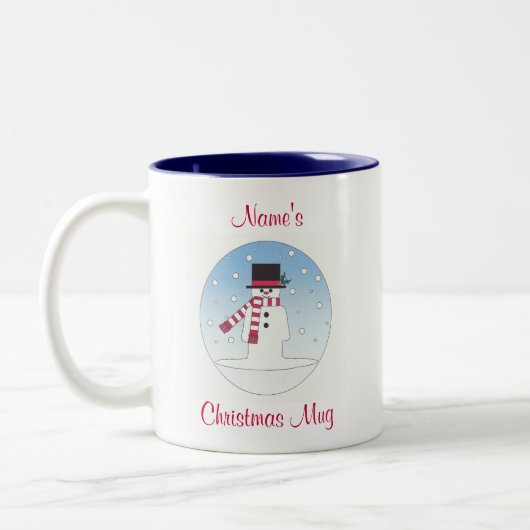 gepersonaliseerde sneeuwman tweekleurige koffiemok (Links)