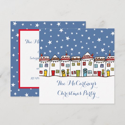 Gepersonaliseerde Sneeuwscène Kerstfeest uitnodigi (Voorkant / Achterkant)