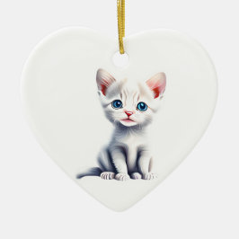 Gepersonaliseerde sneeuwschoen kitten keramisch ornament