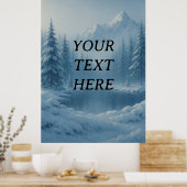 Gepersonaliseerde Sneeuwval Serenity – Misty Mount Poster (Keuken)