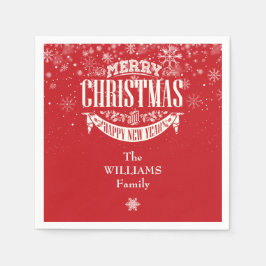 Gepersonaliseerde sneeuwvlokken Vrolijk Kerstfeest Servet