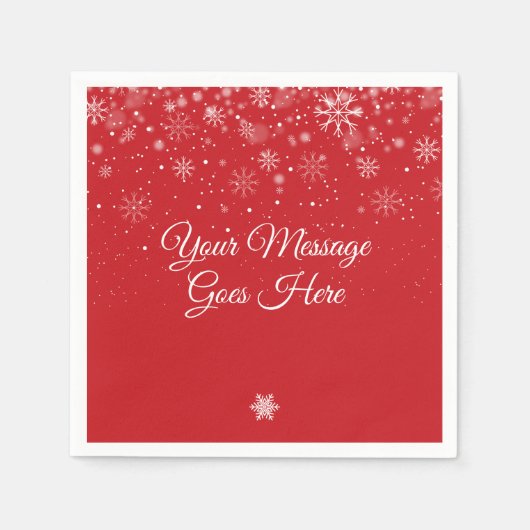 Gepersonaliseerde sneeuwvlokken Vrolijk Kerstfeest Servet (Voorkant)