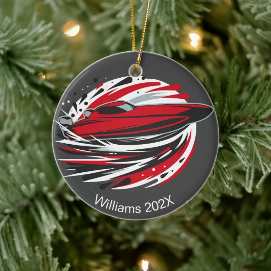 Gepersonaliseerde snelle dynamische offshore boot keramisch ornament (Boom)