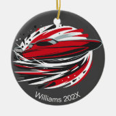 Gepersonaliseerde snelle dynamische offshore boot keramisch ornament (Voorkant)