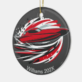 Gepersonaliseerde snelle dynamische offshore boot keramisch ornament (Links)