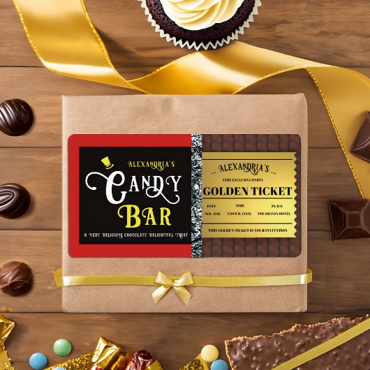 Gepersonaliseerde Snoep Bar Golden Ticket Etiket