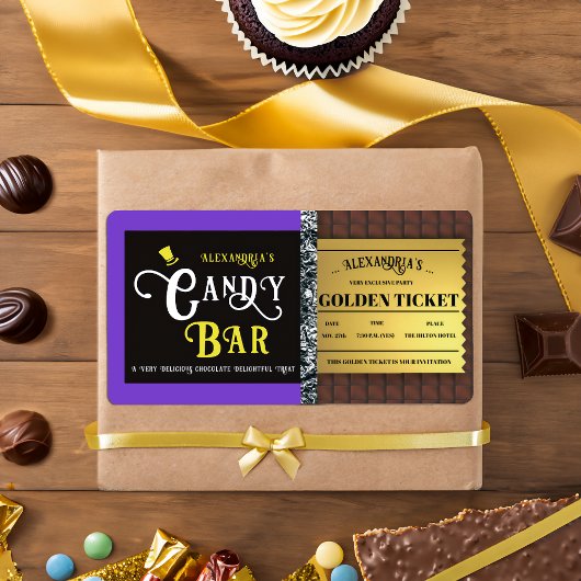 Gepersonaliseerde Snoep Bar Golden Ticket Etiket