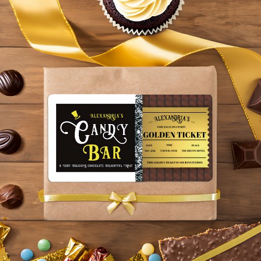 Gepersonaliseerde Snoep Bar Golden Ticket Etiket