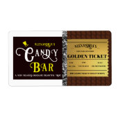 Gepersonaliseerde Snoep Bar Golden Ticket Etiket (Voorkant)