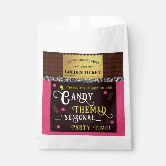 Gepersonaliseerde Snoep Bar Golden Ticket Party Bedankzakje (Voorkant)