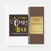 Gepersonaliseerde Snoep Bar Golden Ticket Party Servet (Voorkant)